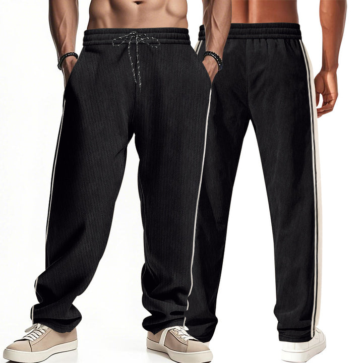 Herren Bequeme Freizeithose mit seitlichen Streifen und elastischem Bund Aliams