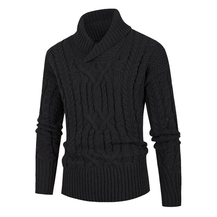 Herren Grobstrickpullover mit Schalkragen und raffinierten Zopfmuster Aliams