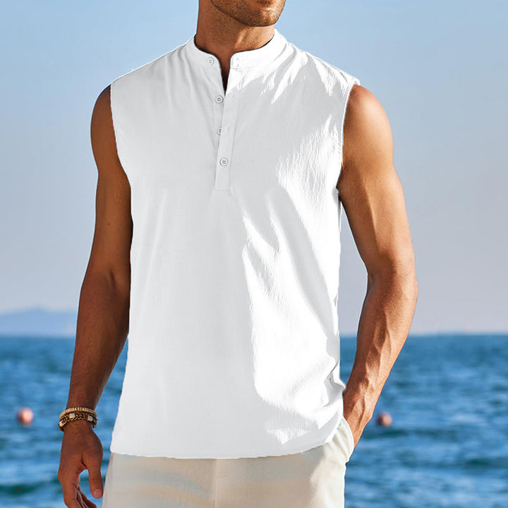 Herren Ärmelloses Henley-Shirt aus atmungsaktivem und leichtem Material Aliams