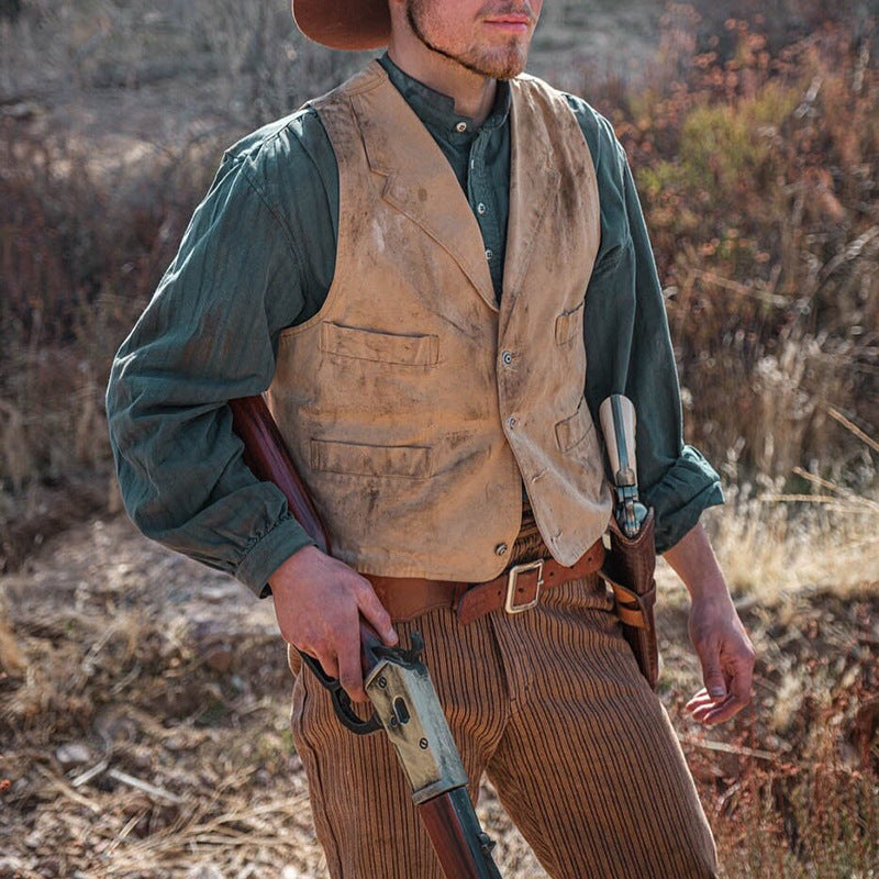 Herren rustikale Arbeitsweste aus robustem Stoff Aliams