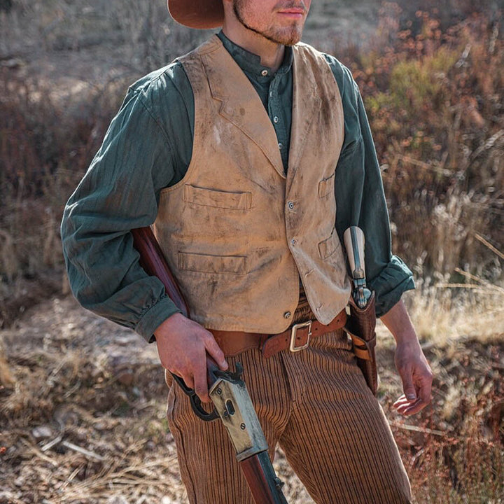 Herren rustikale Arbeitsweste aus robustem Stoff Aliams