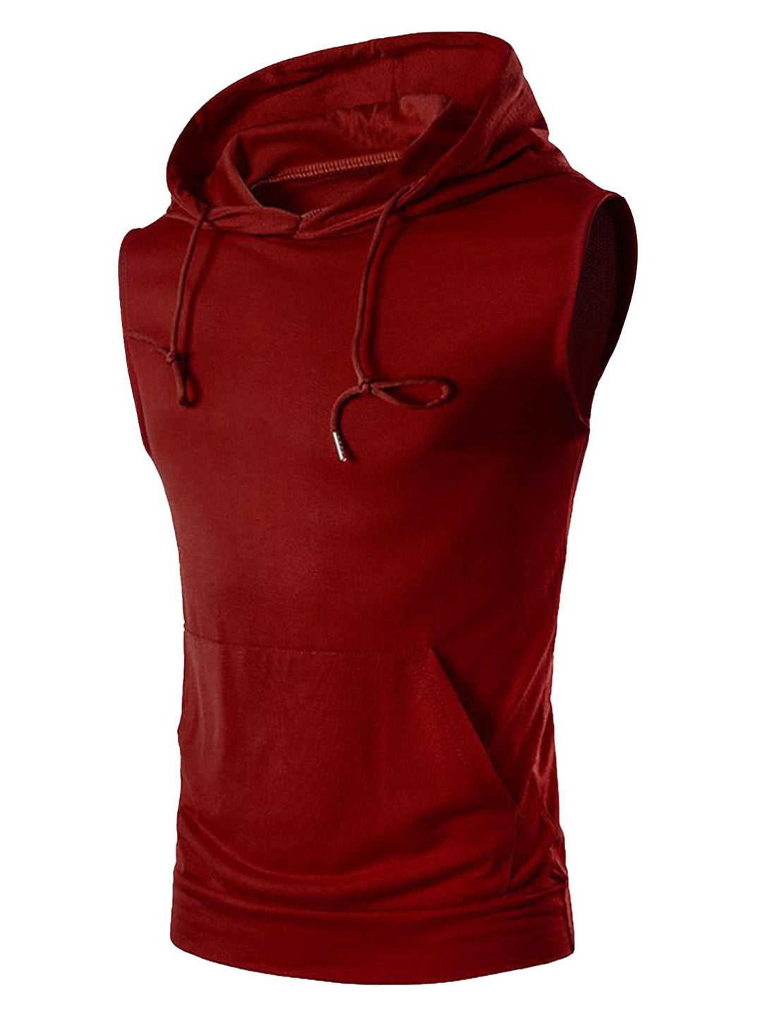 Herren ärmelloses Kapuzenshirt mit geräumiger Kängurutasche und atmungsaktiven Materialien Aliams