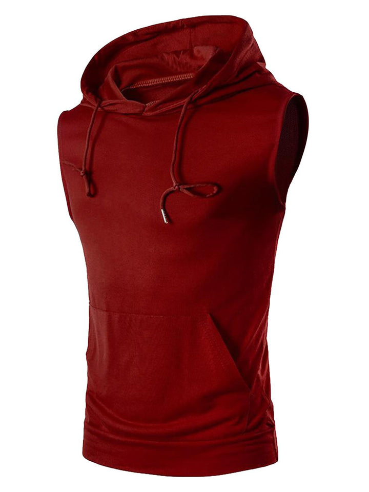 Herren ärmelloses Kapuzenshirt mit geräumiger Kängurutasche und atmungsaktiven Materialien Aliams