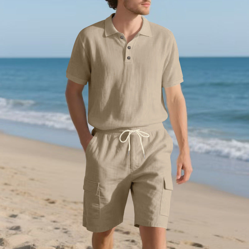 Herren Poloshirt und Badeshorts mit praktischen Taschen Aliams