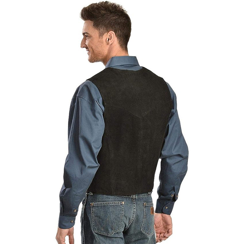 Herren Elegante Wildlederweste mit praktischen Taschen und klassischem Schnitt Aliams