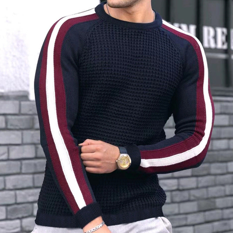 Herren Strickpullover mit modernem Raglanschnitt und kontrastierenden Streifen Aliams