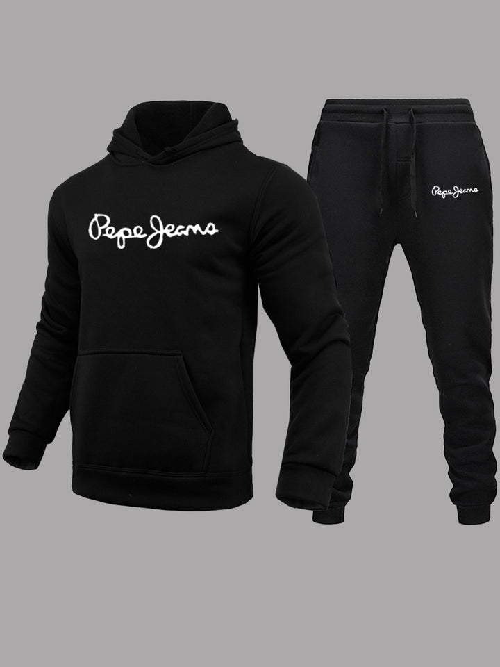 Herren Hoodie und Jogginghose Set mit zeitgemäßem Schriftzug Aliams