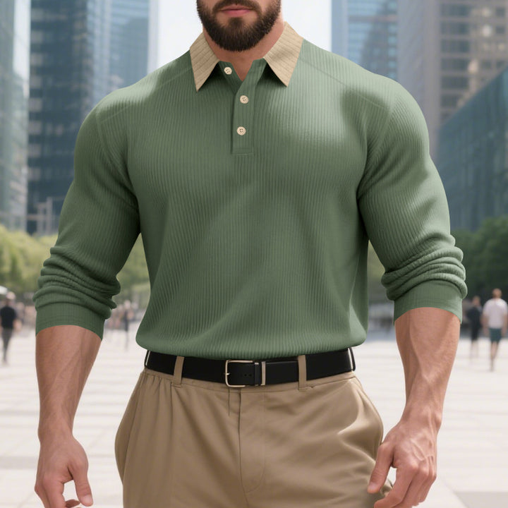 Herren Poloshirt mit strukturiertem Baumwollstoff und stylishen Kontrastdetails Aliams