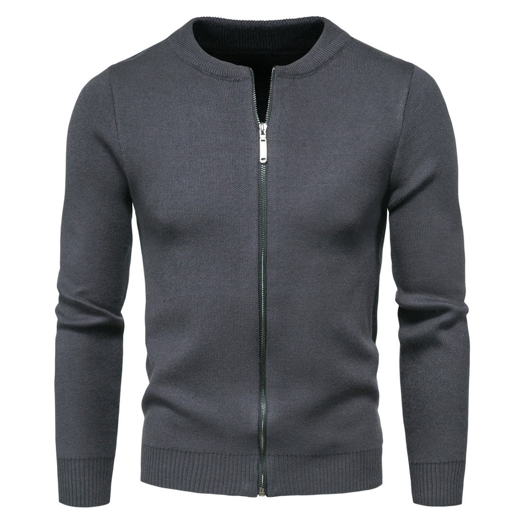 Herren stylische Strickjacke mit modernem Zipper und hohem Kragen Aliams