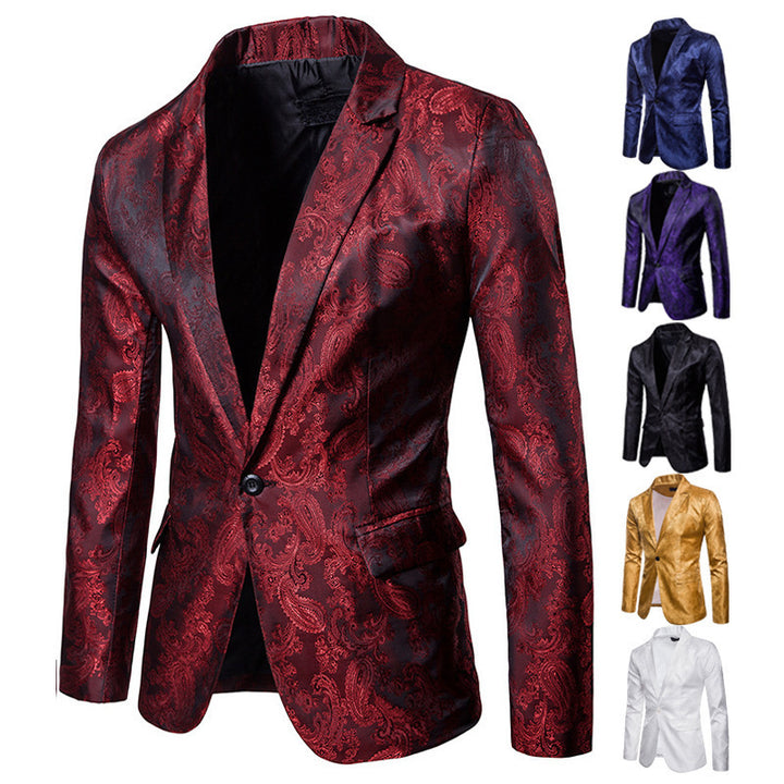 Herren eleganter Jacquard Blazer mit floralem Muster und schimmerndem Finish Aliams