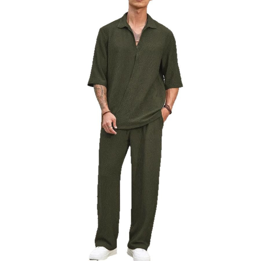 Herren Bequemer Relaxed Fit Freizeitanzug mit strukturiertem Oberteil und weit geschnittenen Hosen Aliams