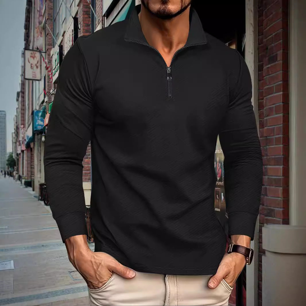 Herren Sportliches Langarmshirt mit Reißverschluss und lässigem Schnitt Aliams
