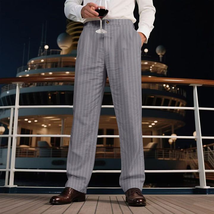 Herren elegante Anzughose mit feinen Streifen und komfortablem Schnitt Aliams