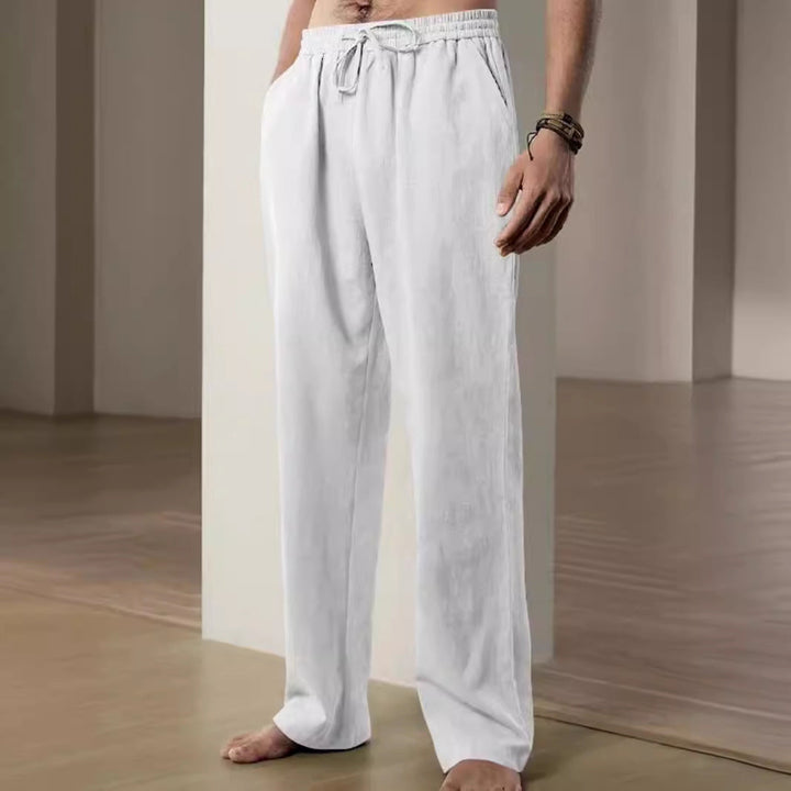 Herren Bequeme Leinenhose mit verstellbarem Bund Aliams