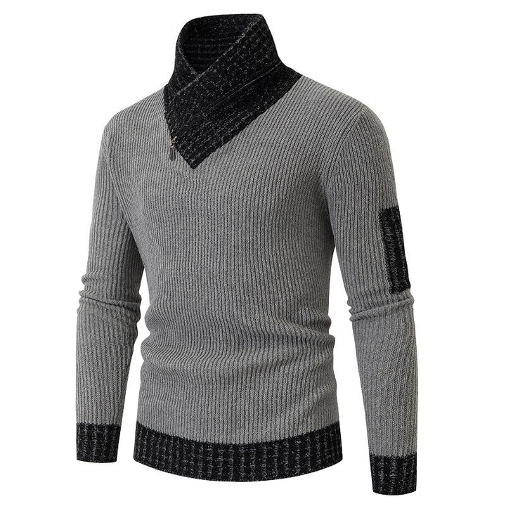 Herren Pullover mit modernem asymmetrischem Kragen und strukturiertem Design Aliams