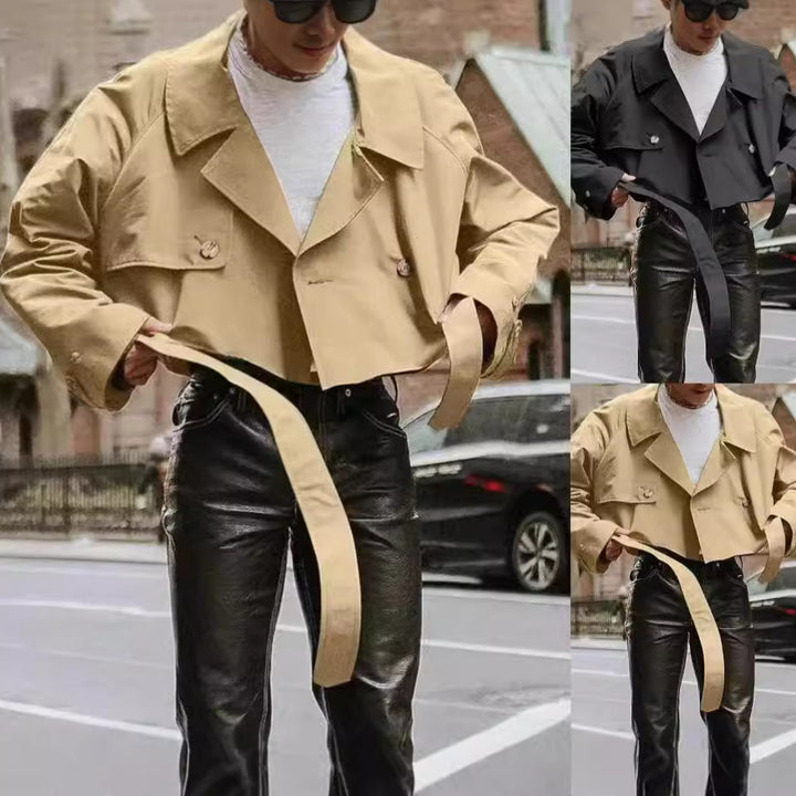 Damen Kurze Jacke mit doppelter Knopfleiste und bindbarem Saum Aliams