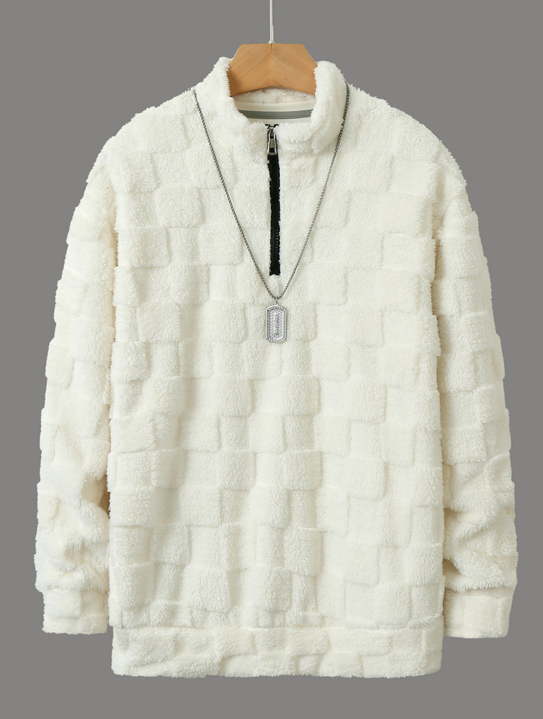 Herren Fleece-Pullover mit durchgehendem Reißverschluss und strukturiertem Design Aliams