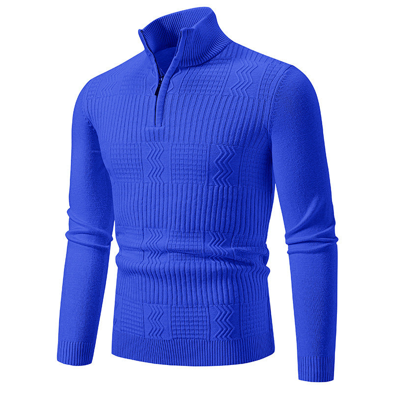 Herren hochwertiger Strickpullover mit modernem Zipper und strukturiertem Muster Aliams