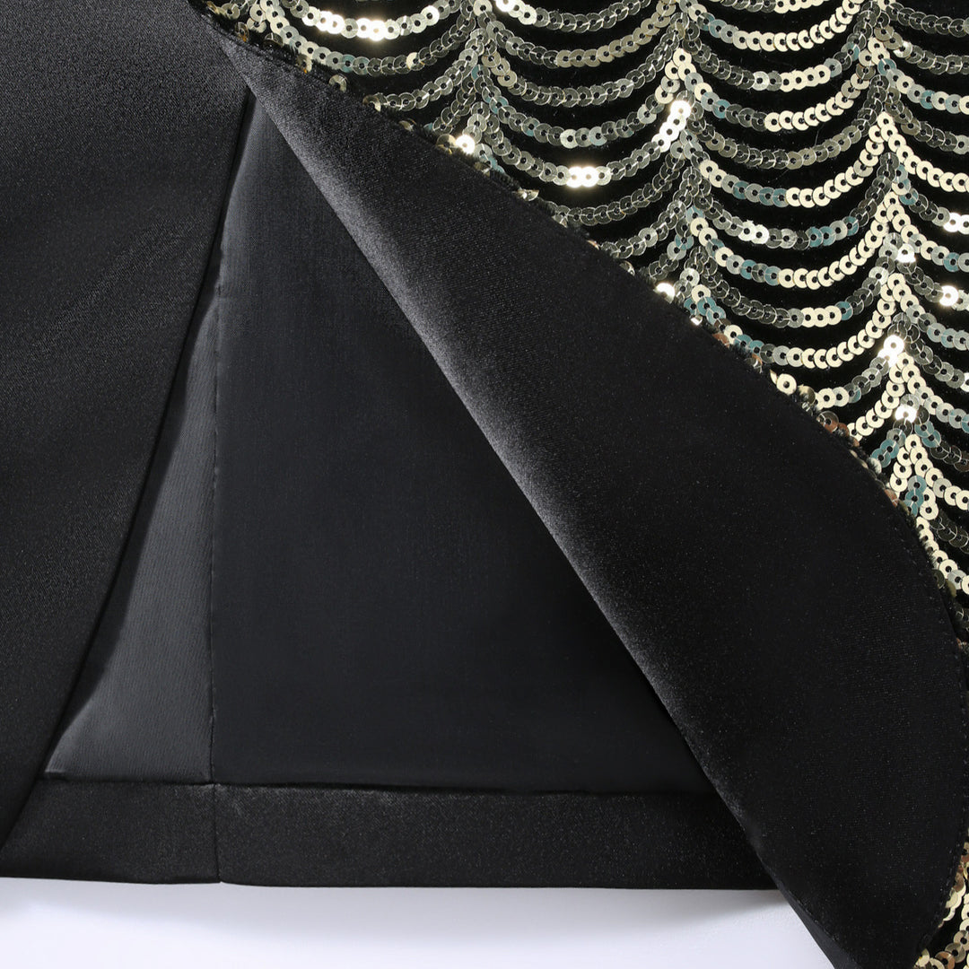 Herren eleganter Glitzerblazer mit asymmetrischem Design Aliams