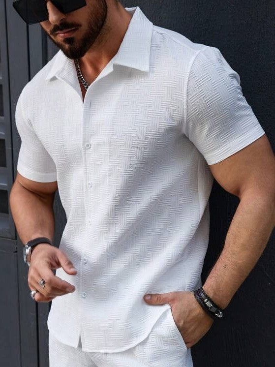 Herren Kurzarm Hemd mit strukturiertem Design Aliams