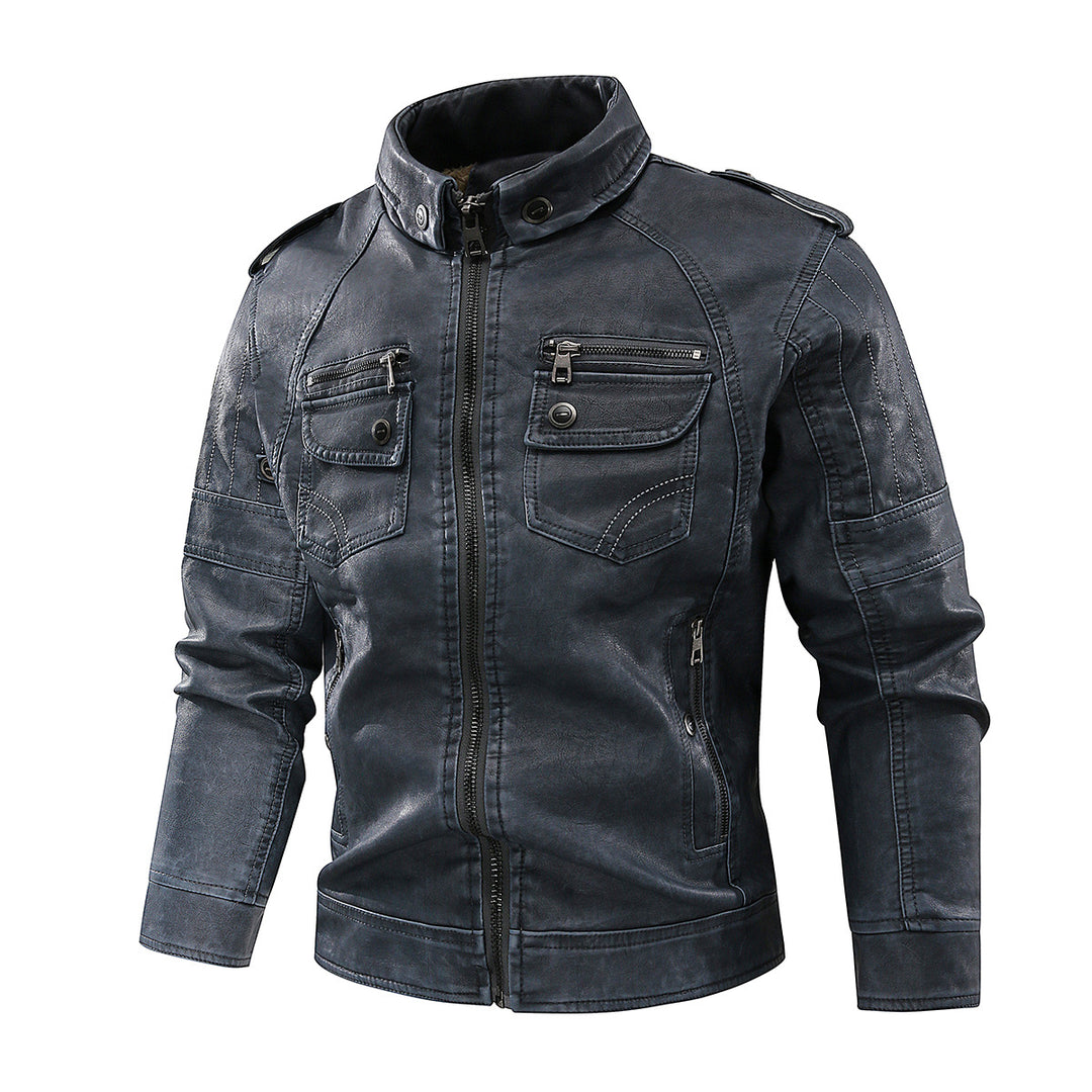 Herren elegante Lederjacke mit praktischen Taschen und Reißverschlussdetails Aliams