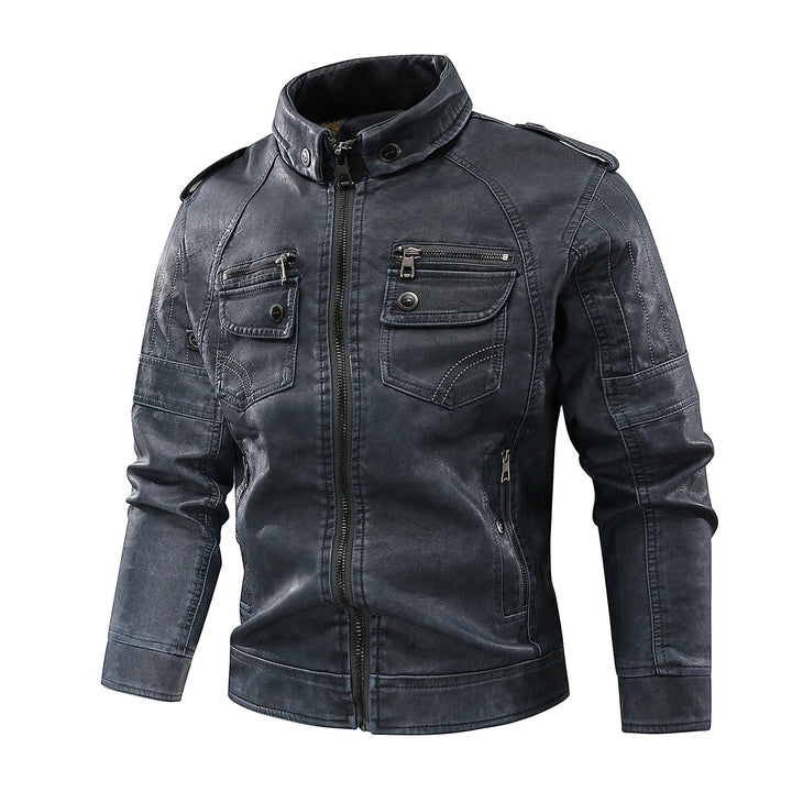 Herren stylische Bikerjacke mit praktischen Taschen und hochgeschlossenem Kragen Aliams
