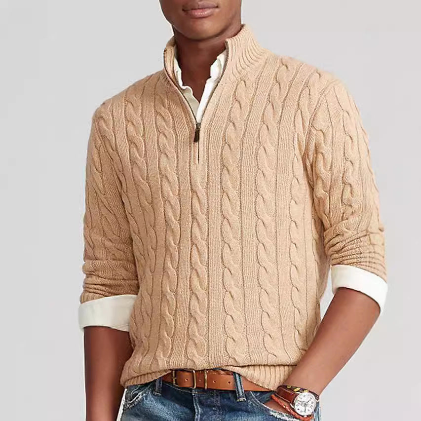 Herren Strickpullover mit Stehkragen und Reißverschluss Aliams