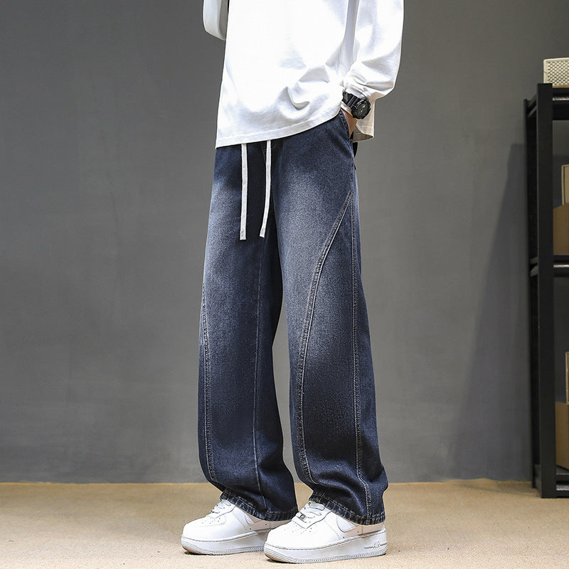Herren Weitgeschnittene Jeanshose mit elastischem Bund und modernem Design Aliams