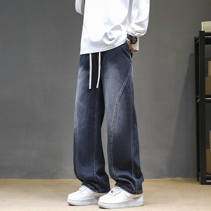 Herren Weitgeschnittene Jeanshose mit elastischem Bund und modernem Design Aliams