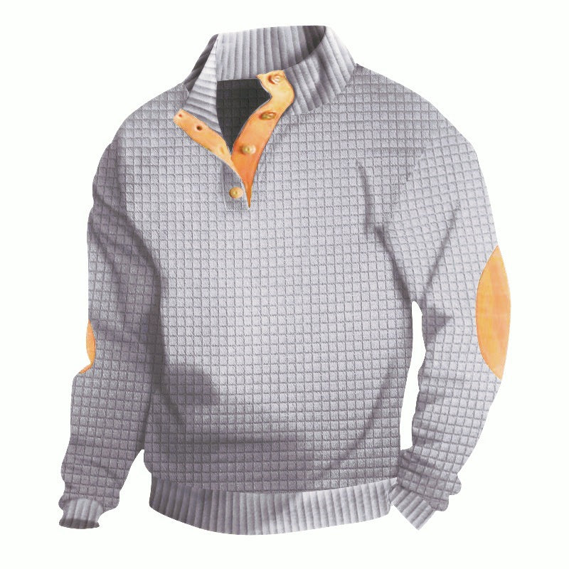 Herren Bequemer Sweatpullover mit Knopfleiste und Kontrastelementen Aliams