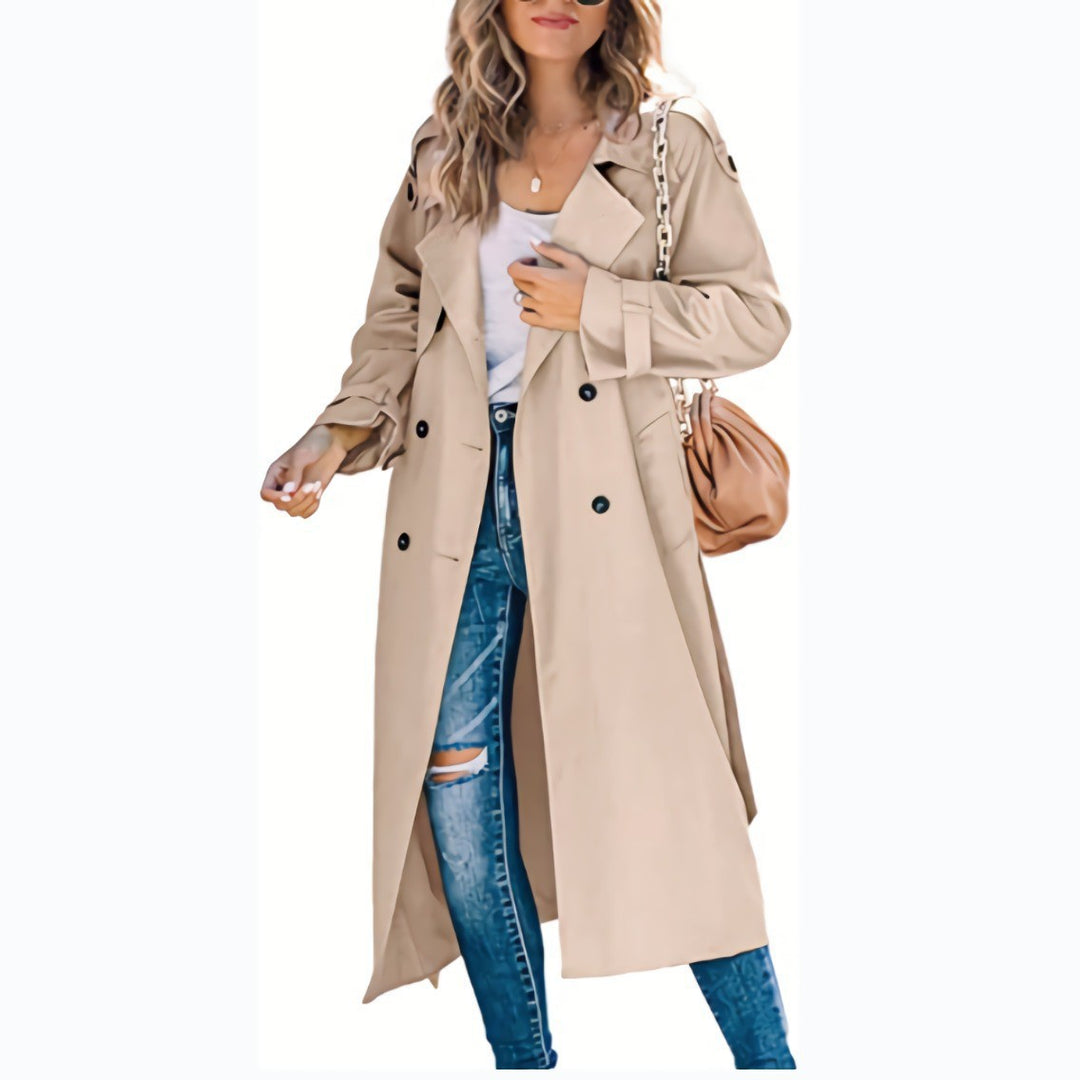 Damen Eleganter Trenchcoat im Oversize-Stil mit Taillengürtel Aliams