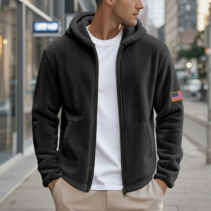 Herren Fleece-Hoodie mit praktischen Taschen und modernem Reißverschluss Aliams