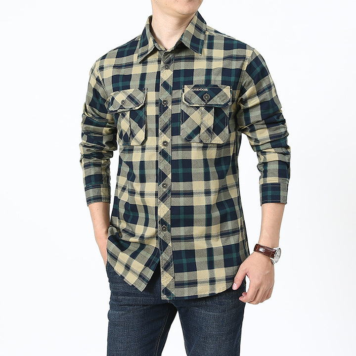 Herren kariertes Hemd mit praktischen Brusttaschen Aliams