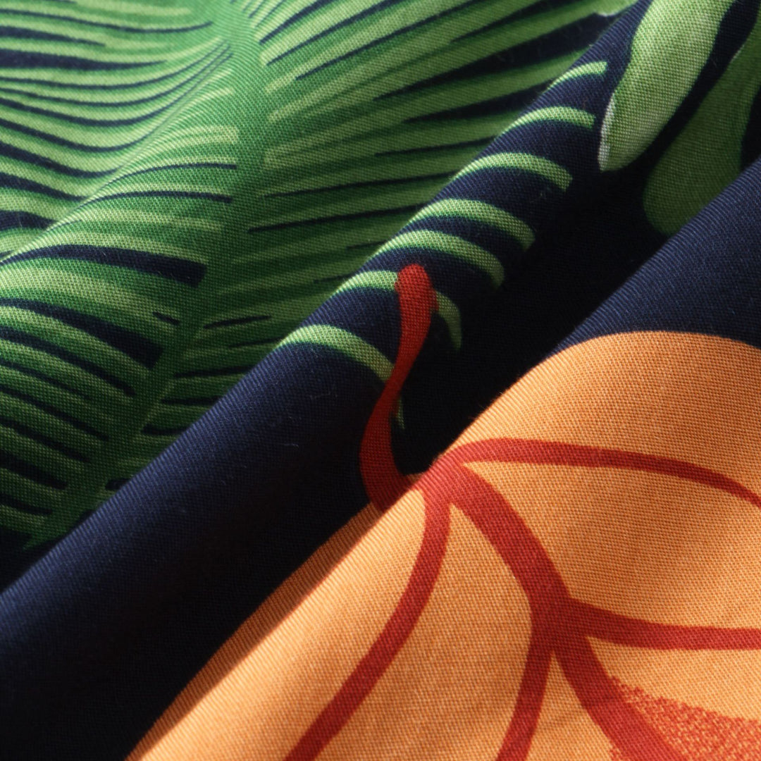 Herren Kurzarmhemd mit botanischem Motiven und luftiger Passform Aliams