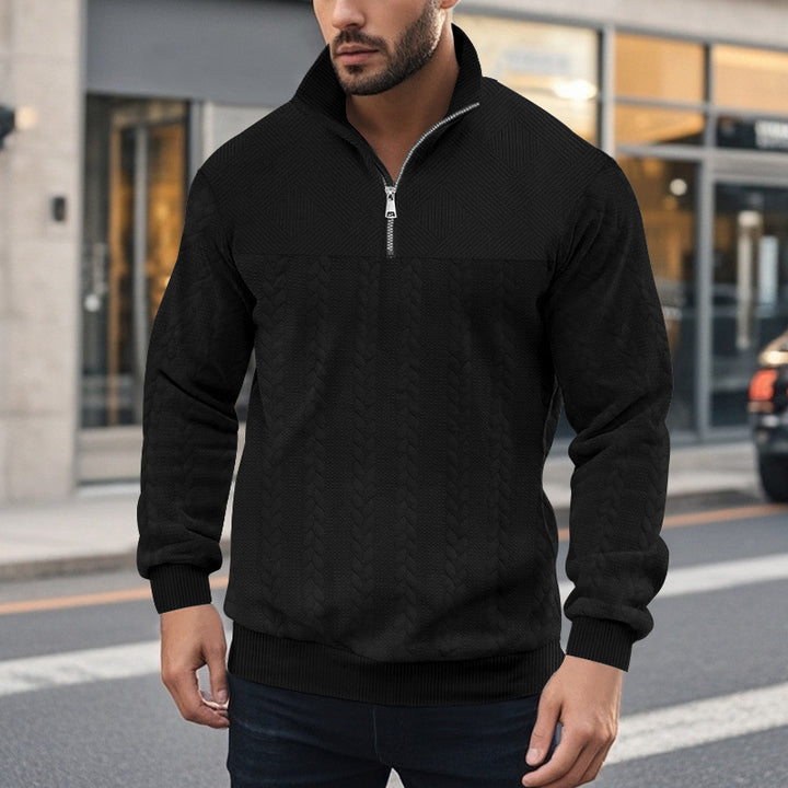 Herren Pullover mit strukturierter Optik und hohem Kragen Aliams