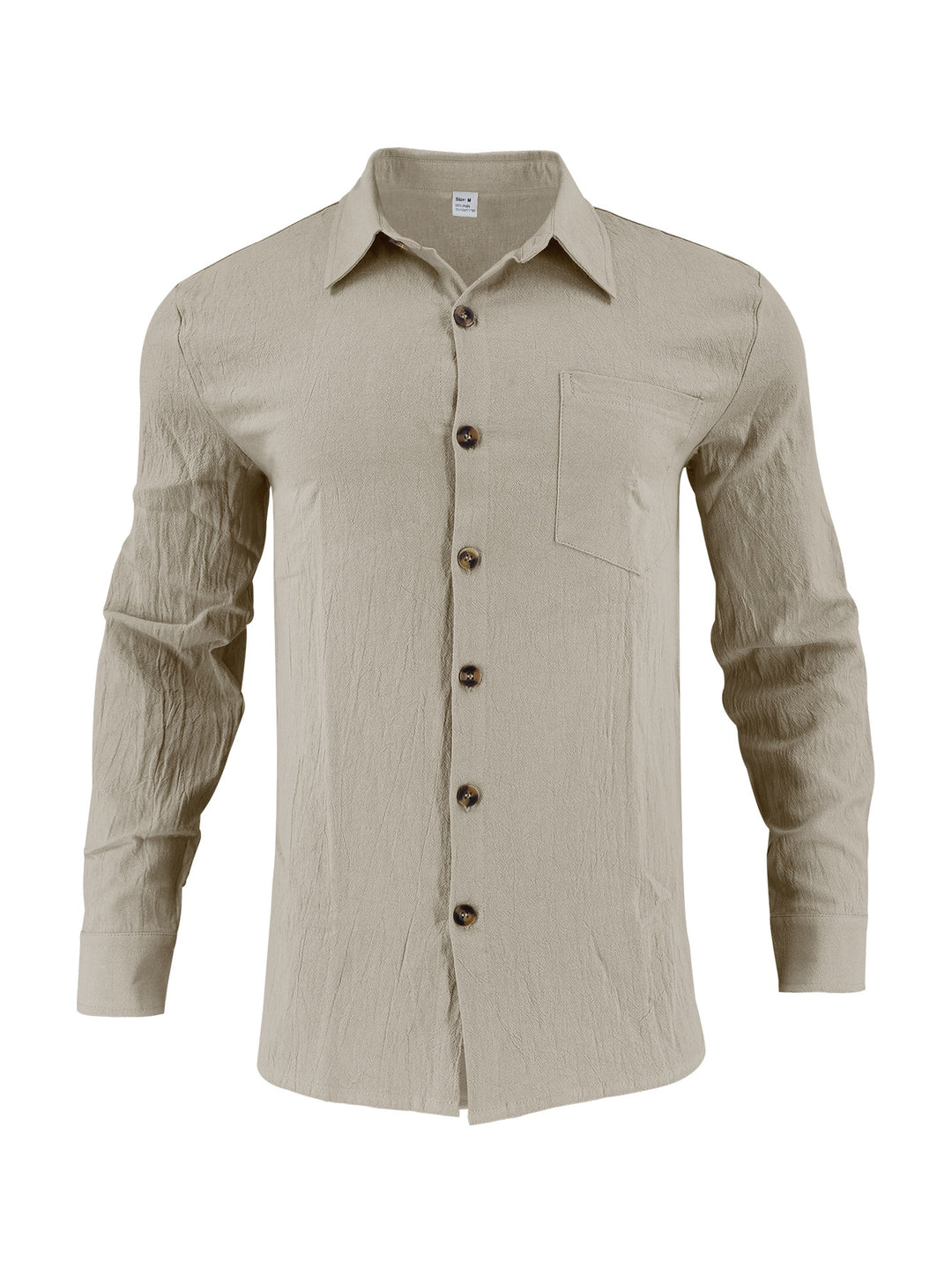 Herren elegantes Langarmhemd aus strukturierter Baumwolle mit praktischer Brusttasche Aliams