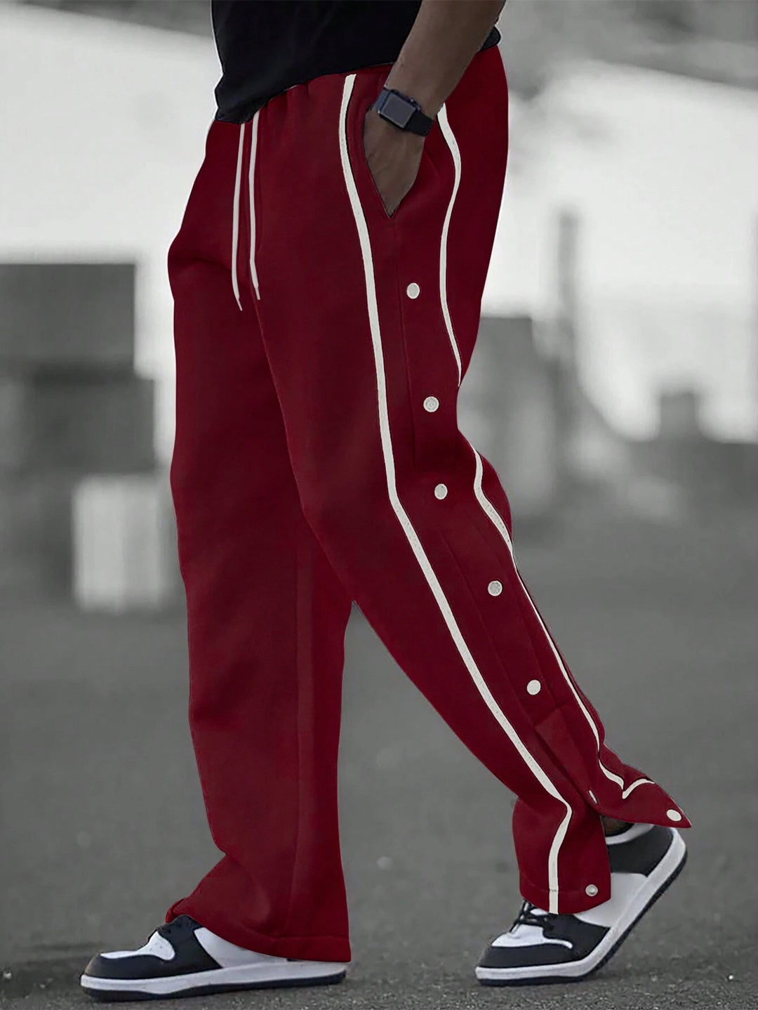 Herren Sportliche Freizeithose mit seitlichen Druckknöpfen Aliams