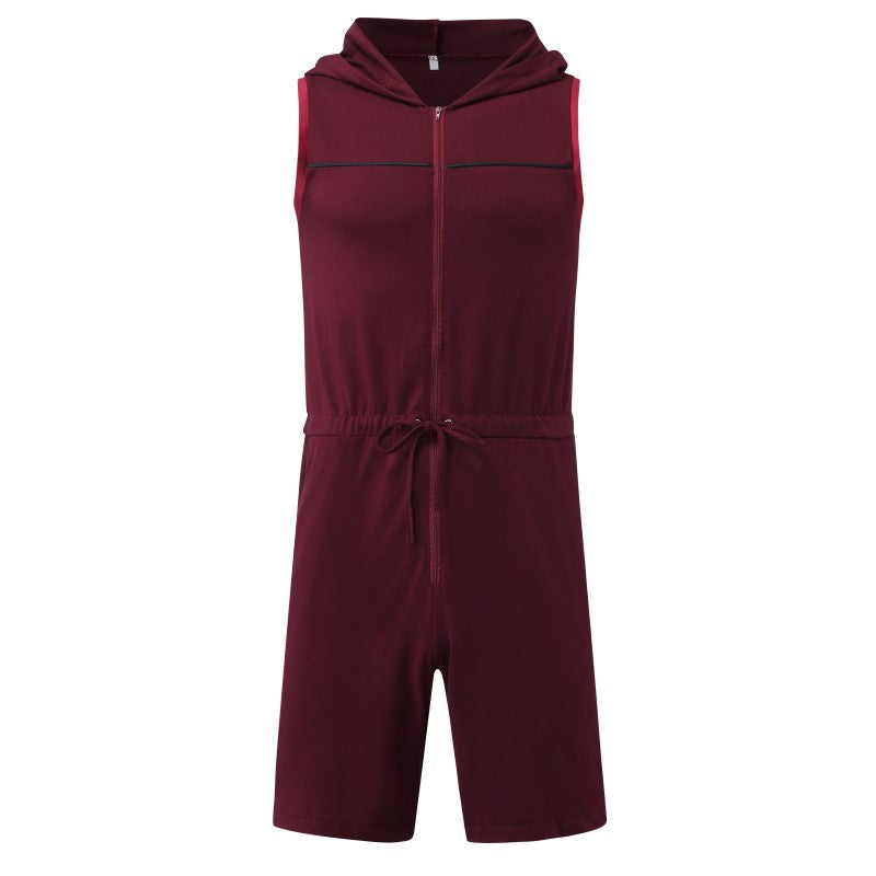 Herren Ärmelloser Freizeitanzug mit Kapuze und praktischem Kordelzug Aliams