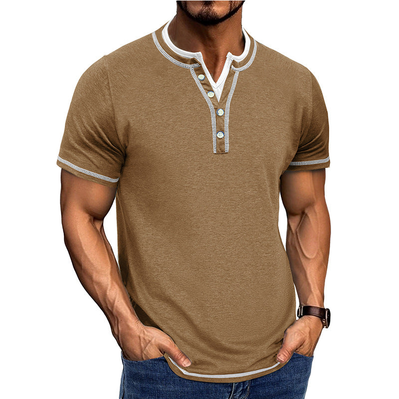 Herren Kurzarm-Henley-Shirt mit edler Knopfleiste und bequemen Schnitt Aliams