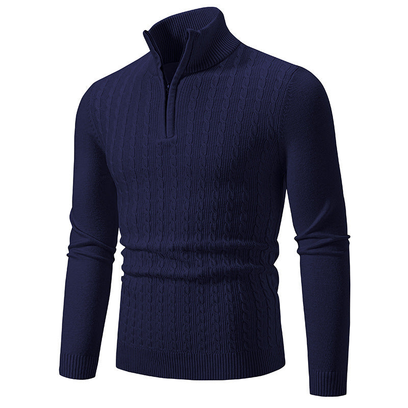 Herren eleganter Strickpullover mit hochabschließendem Reißverschluss Aliams