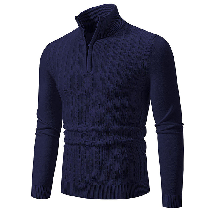 Herren eleganter Strickpullover mit hochabschließendem Reißverschluss Aliams