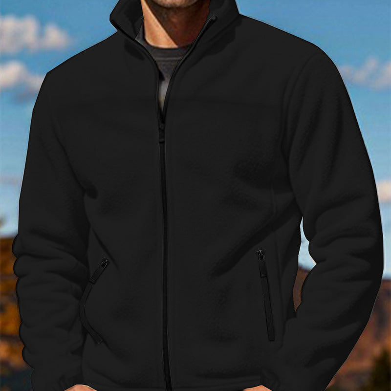 Herren Fleecejacke mit hochschließendem Kragen und Reißverschlusstaschen Aliams