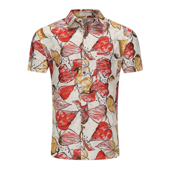 Herren Kurzarm-Hemd mit floralem Design und modischen Details Aliams