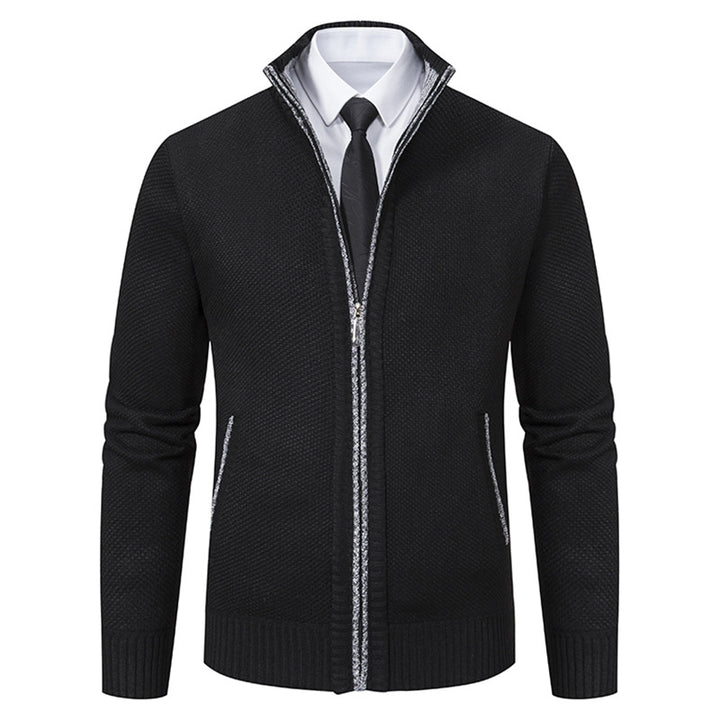 Herren elegante Strickjacke mit hohem Kragen und praktischem Reißverschluss Aliams