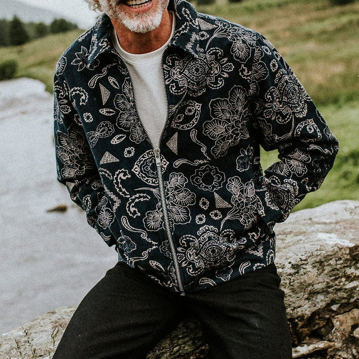 Herren Zip-Jacke mit floralem Design und praktischen Taschen Aliams