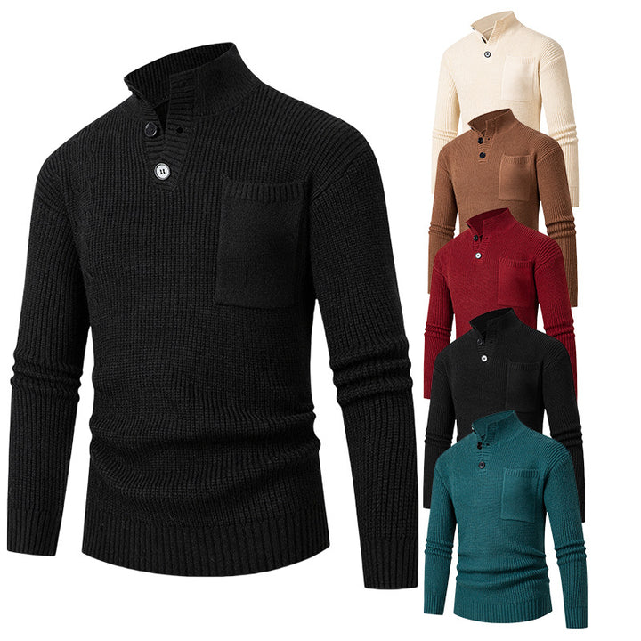 Herren Hochwertiger Pullover mit Modalmuster und Brusttasche Aliams