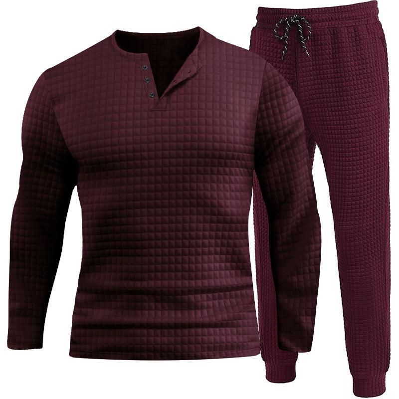 Herren Dreiteiliges Set mit strukturiertem Langarmshirt und Jogginghose Aliams