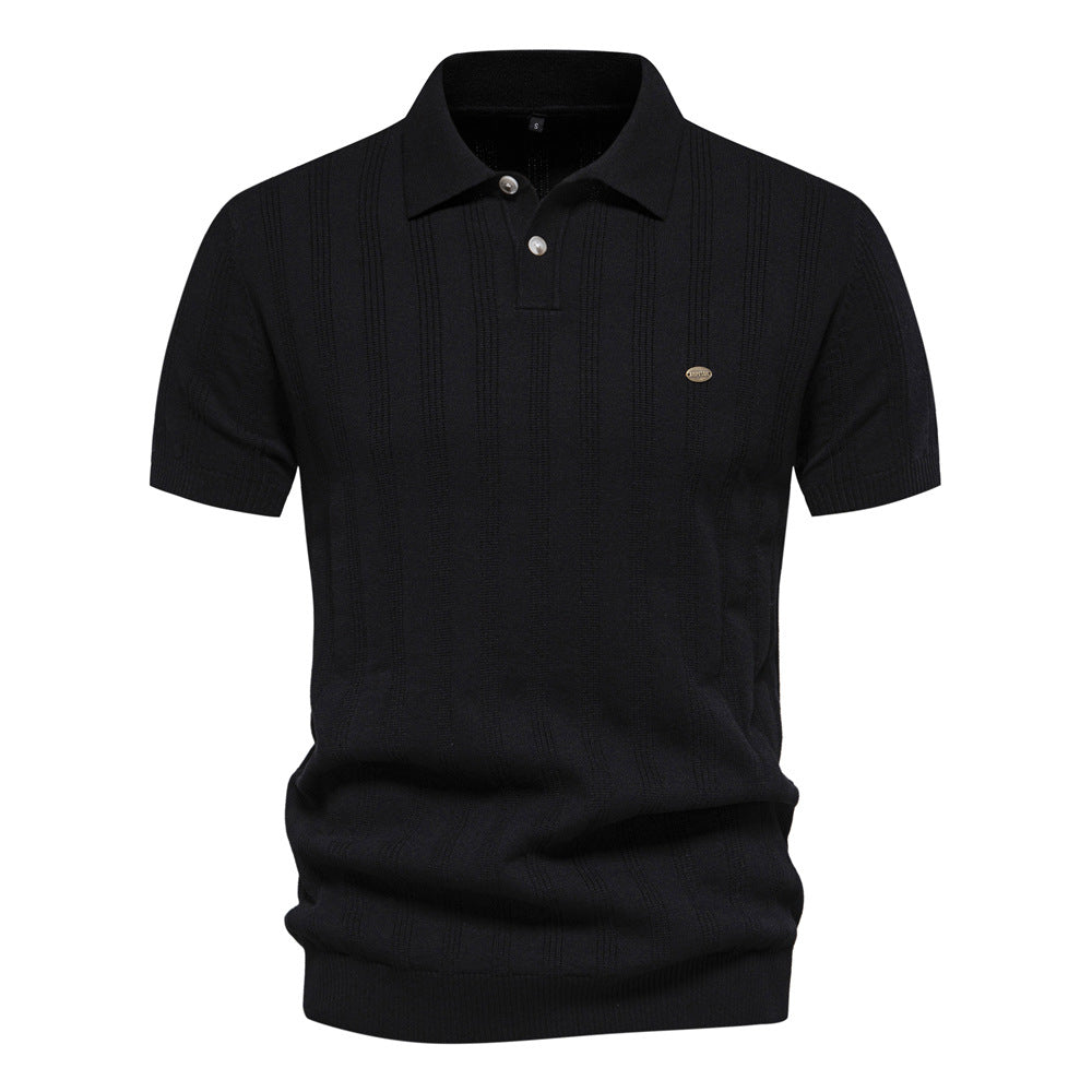 Herren Kurzarm Polo-Shirt mit strukturiertem Streifenmuster Aliams