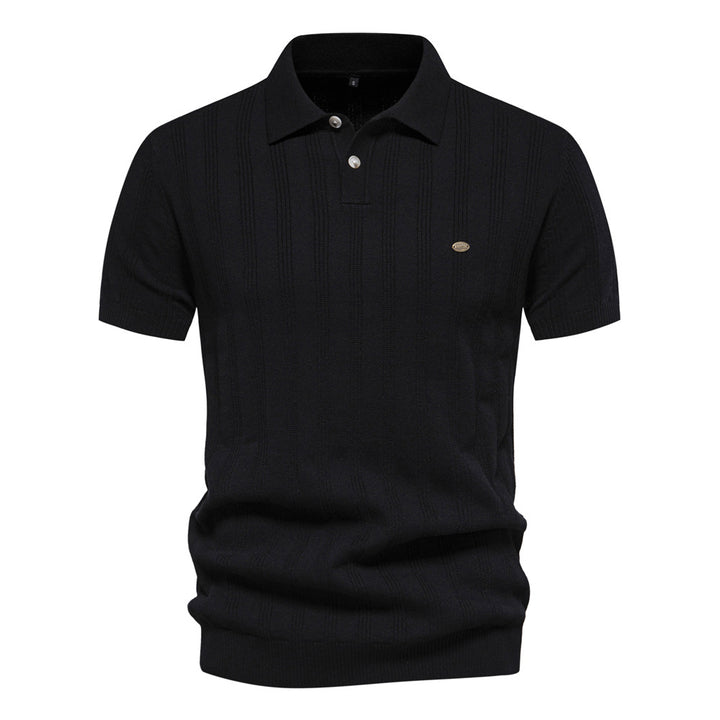 Herren Kurzarm Polo-Shirt mit strukturiertem Streifenmuster Aliams