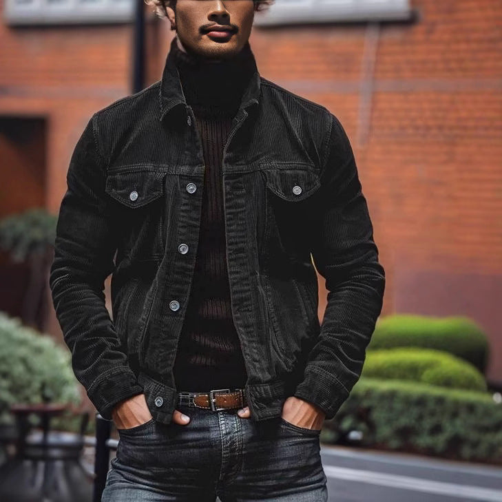 Herren Cordjacke im klassischen Design mit praktischen Brusttaschen und Knopfdetails Aliams